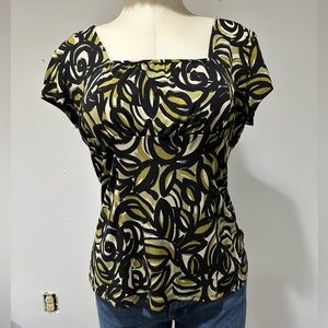 Van Heusen green and black square neck top size M